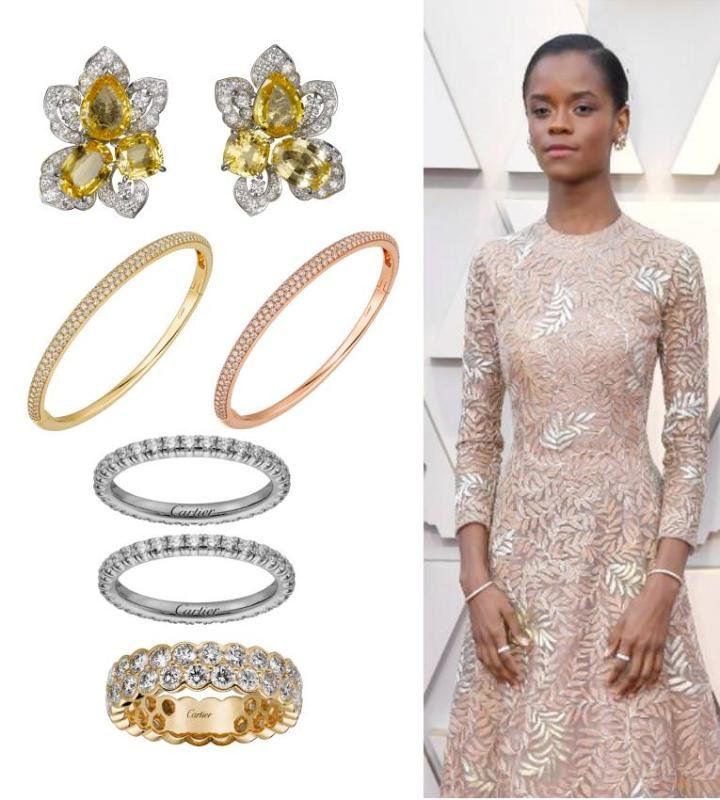 Cartier High Jewelry earrings, platinum, yellow sapphires, diamonds - Étincelle de Cartier bracelet, 18k yellow gold, diamonds - Étincelle de Cartier bracelet, 18k rose gold, diamonds - Étincelle de Cartier wedding band, 18k white gold, diamonds (x2) - Broderiede Cartier wedding band, 18k yellow gold, diamonds