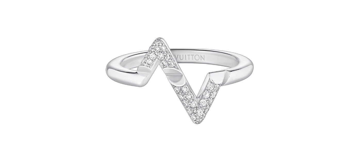 Louis Vuitton LV Diamonds V Ring, Platinum