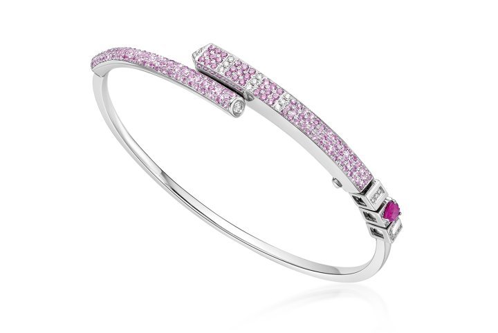 Undivided Love Collection bracelet, white gold, pink sapphires and diamonds.