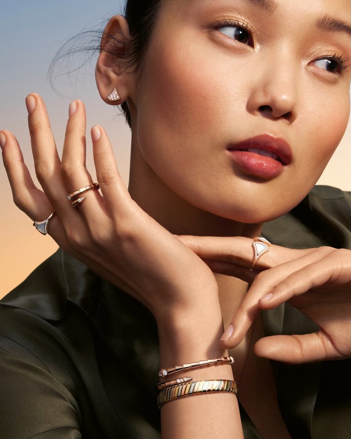 Divas Dream and Serpenti Viper rings, Divas Dream earrings, Serpenti Viper and Tubogas bracelets.