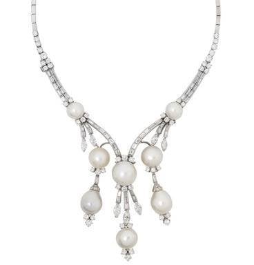 A natural pearl and diamond necklace, mounted by Boucheron Estimate: £150,000 - 200,000