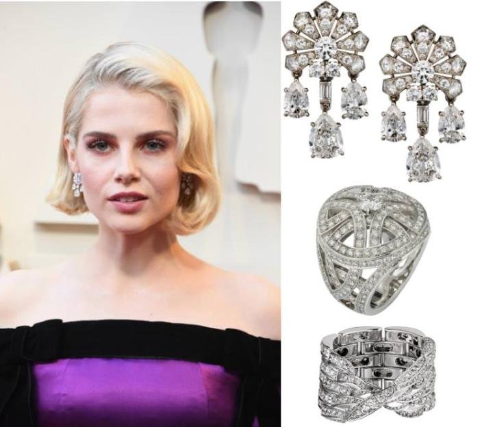 Cartier Vintage earrings, 1967, platinum, 18k white gold, diamonds - Cartier Paris Nouvelle Vague ring, 18k white gold, diamonds - Cartier Maillon Panthère ring, 18k white gold, diamonds