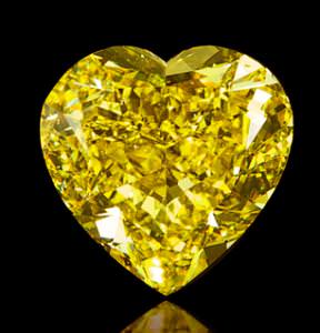 Fancy yellow 15.6-ct heart-shaped diamond, by Pluczenik