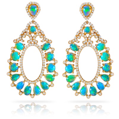 Haridra ethiopan opal and diamond earrings