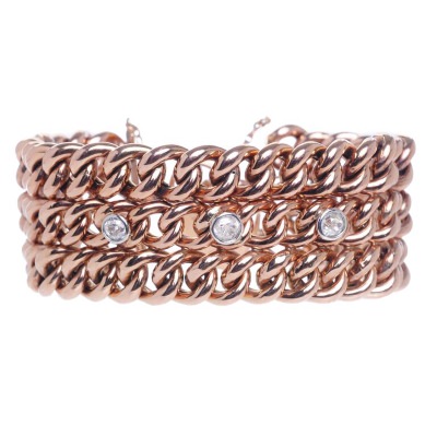 Turner & Tatler -Rose gold and diamond watch chain bracelet cuff