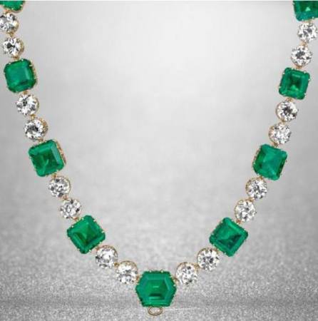 Emerald and diamond necklace, by Cartier 