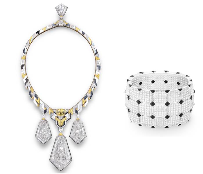 Hôtel Particulier necklace and Damier Cabochon bracelet.