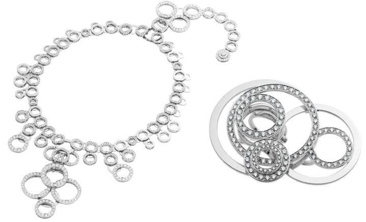 Arabian Night necklace and ring in white gold with diamonds.