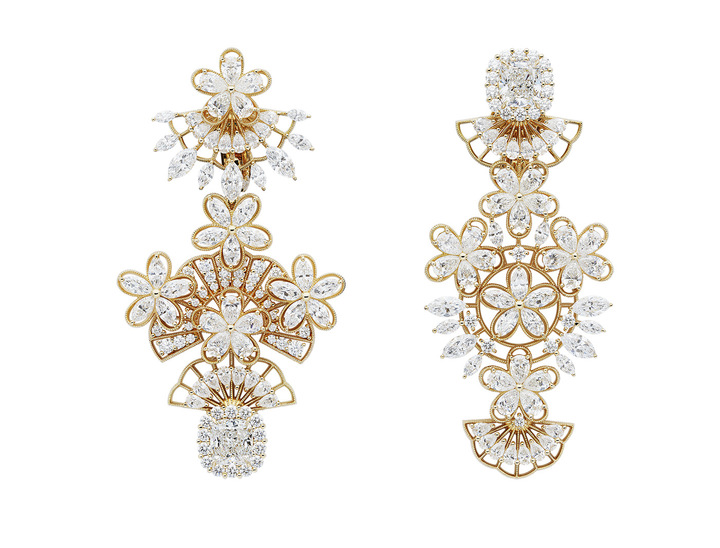 Dior Milly Dentelle earrings, yellow gold and diamonds